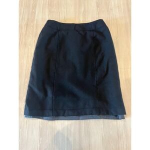 Adolfo Studio Black 100% Wool Straight Pencil Skirt Size 10 Professional Lined